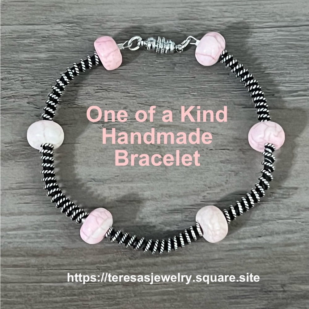 Stainless steel October awareness bracelet